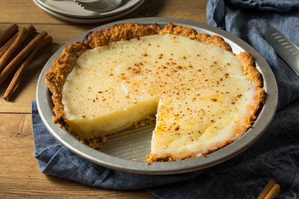 istock Homemade Sweet Sugar Cream Pie 1256767389