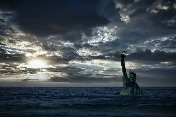 Photo of America sinking in the ocean