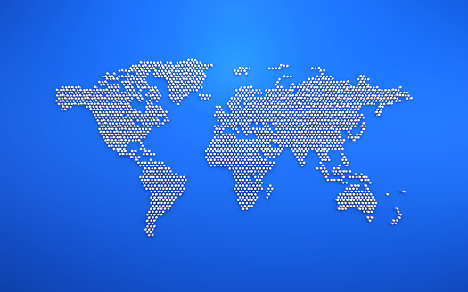 simple dot business map of the world, 3D background