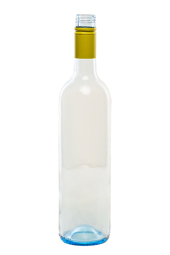 Assortment of wine bottles on white background