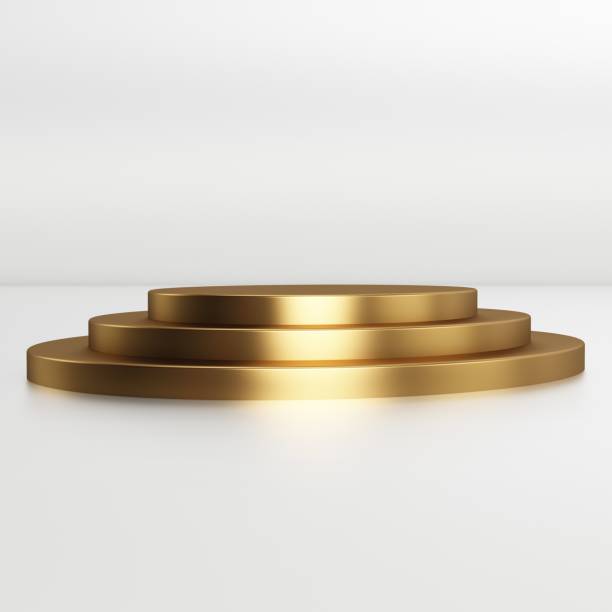 istock 3D Rendered Golden Round Stand 1256780086