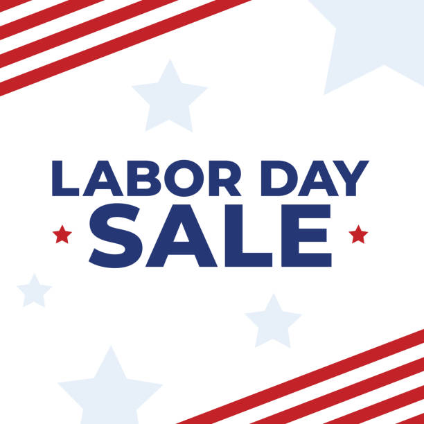 United States Labor Day Sale Vector Text With Patriotic American Flag Stripes and Stars White Background, Square Illustration United States Labor Day Sale Holiday Vector Text With Patriotic American Flag Stripes and Stars White Background, Square Illustration discount store illustrations stock illustrations
