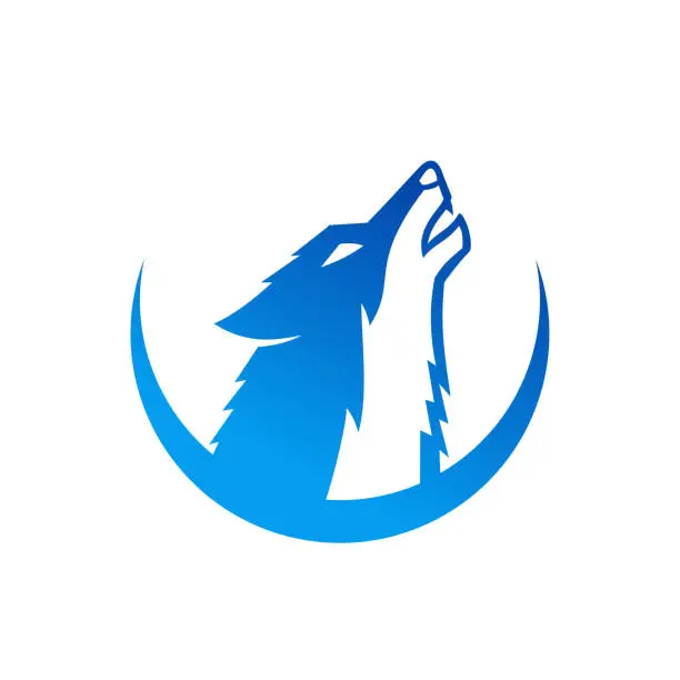 Vector illustration of cool Howling Wolf logo design