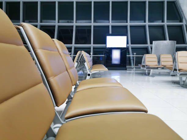 istock Empty space of chair seat, terminal lockdown 1256804252