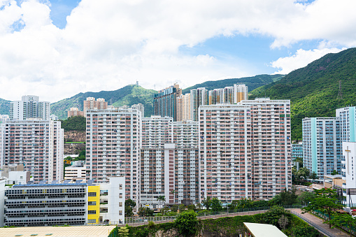 Exterior of public estate in Hong Kong city