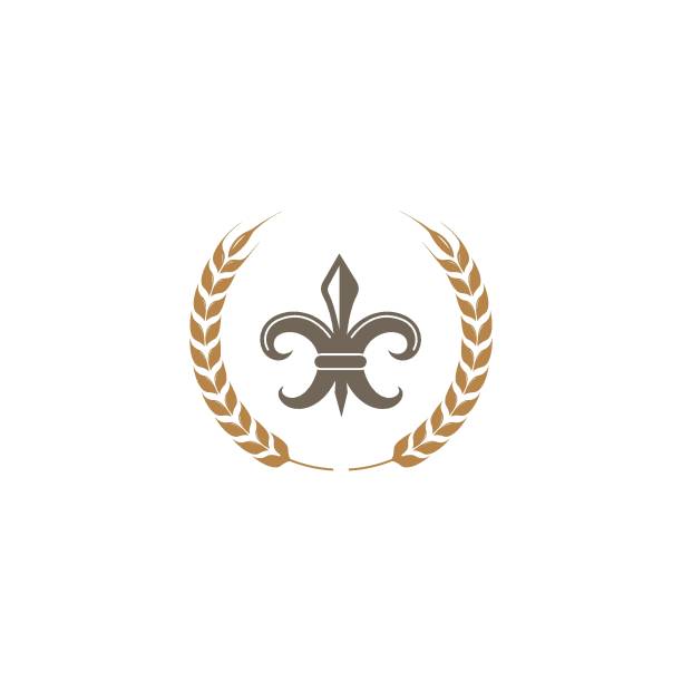 fleur де лис значок вектор иллюстрации дизайн - coat of arms france nobility french culture stock illustrations