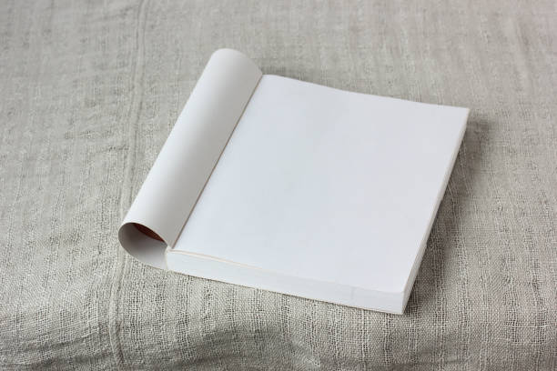 istock an open book with an empty page, top view. mockup, scene creator. 1256812799