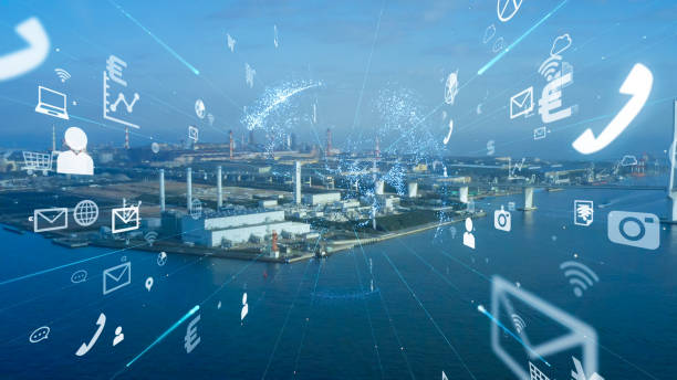 istock Industrial technology concept. Communication network. INDUSTRY 4.0. Factory automation. 1256813753