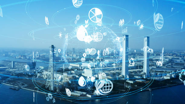 istock Industrial technology concept. Communication network. INDUSTRY 4.0. Factory automation. 1256813769