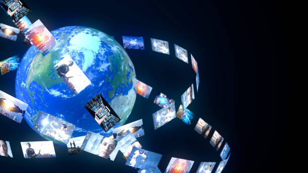 istock Global communication network concept. Social media. Streaming video. Subscription service. 1256813972