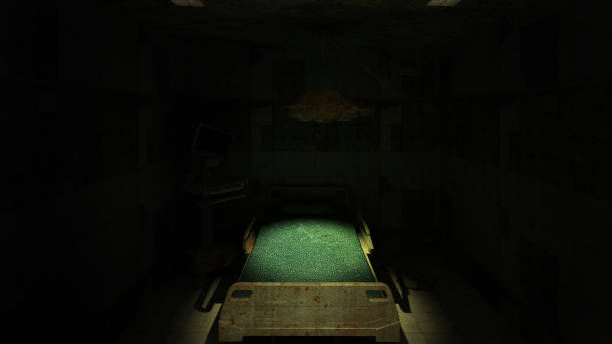 istock horror and creepy abandoned operating room in the hospital .3D rendering 1256815640