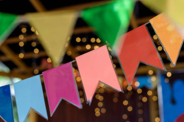 istock Bunting DIY paper flags for kid party background. 1256817721