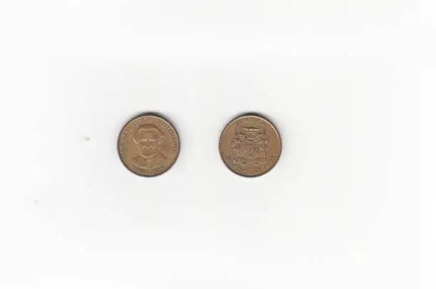 Photo of One Dollar Jamaican Coin embedded Sir Alexander Bustamanie