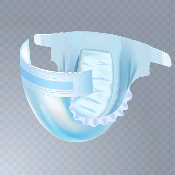 istock Baby diaper isolated on transparent background. Realistic vector illustration for diapers packs, and other babies production. 1256821327