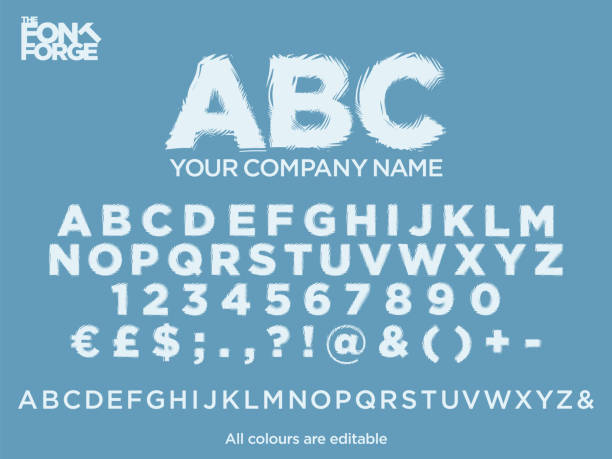 Jack Frost chromatic aberration distortion style font corporate identity logo font design, alphabet letters and numbers. Vector stock illustration.