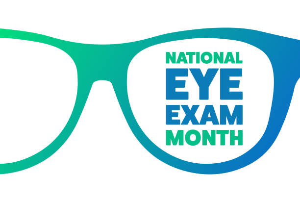 August is National Eye Exam Month. Holiday concept. Template for background, banner, card, poster with text inscription. Vector EPS10 illustration. August is National Eye Exam Month. Holiday concept. Template for background, banner, card, poster with text inscription. Vector EPS10 illustration famous sight stock illustrations