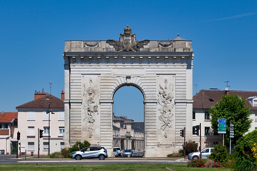 Châlons-en-Champagne, France - June 25 2020: The Sainte-Croix gate (French:Porte Sainte-Croix) is a triumphal arch built in 1770.
