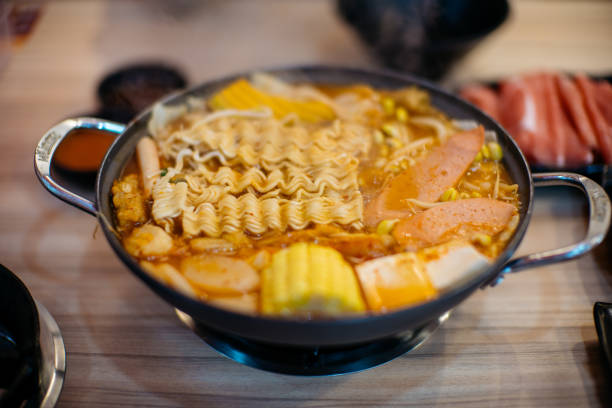 istock Korean dish, army stew (Budae Jjigae) in restaurant 1256829267