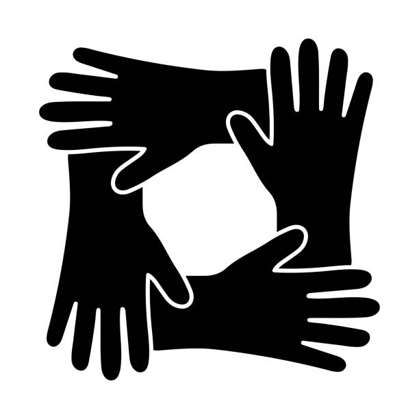 Teamwork, work together black icon Teamwork, work together icon. Beautiful design and fully editable vector for commercial, print media, web or any type of design projects. human body part stock illustrations