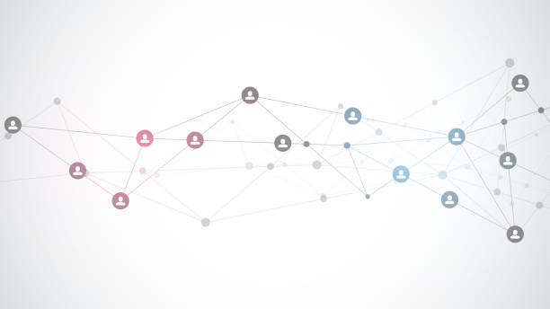 vektorové ilustrace spojujících se lidí a komunikační koncept, sociální síť. - tvorba sítě kontaktů stock ilustrace