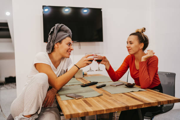 istock Enjoying glass of wine together 1256832426
