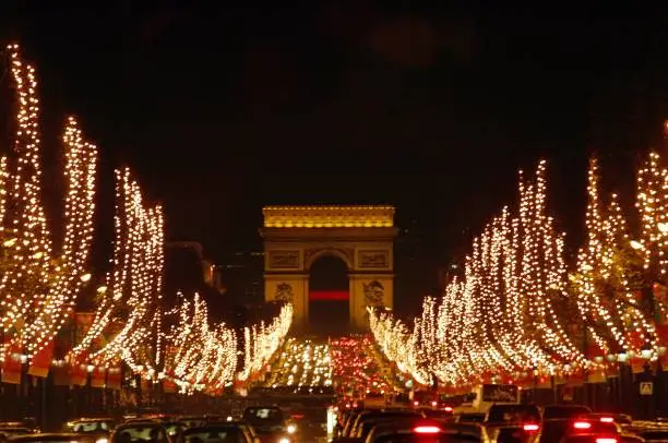 Christmas on Champs Elysees and Arc de Triomphe, Paris