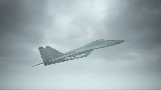 istock Tactical Jet Fighter Aircraft Flying Low Overcast Day 1256833380