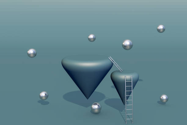 istock 3D rendering of Flying Empty Cone Shape Product Stand 1256837419