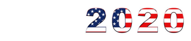 istock USA presidential election 2020 american vote, horizontal banner design on white background. Illustration. Copy space for text.Banner 1256839722