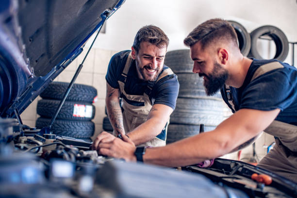 istock Mechanics working in repair service 1256844935