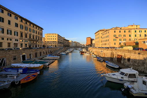 Sea Canal and harbor in Livorno Italy