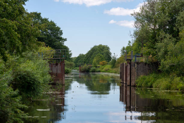 istock Abandoned lock on old canal in Lithuania 1256845104