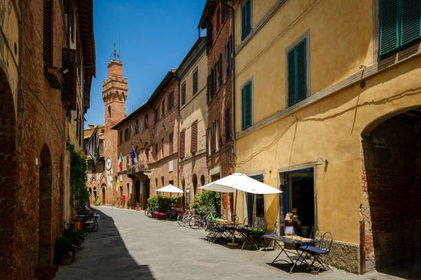 istock Typical street in Buonconvento, Tuscany, Italy 1256845761