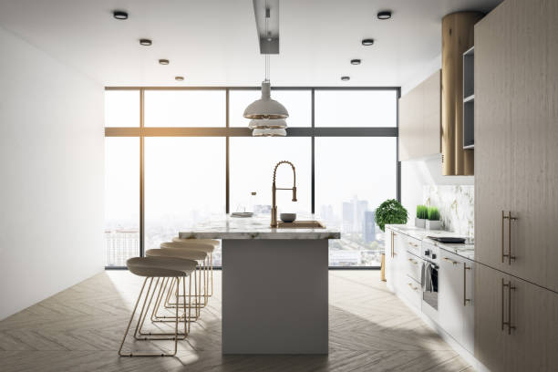 istock Luxury loft kitchen interior with furniture 1256849331