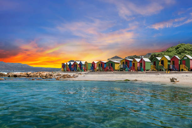 istock Muizenberg beach huts wooden cabins 1256849417