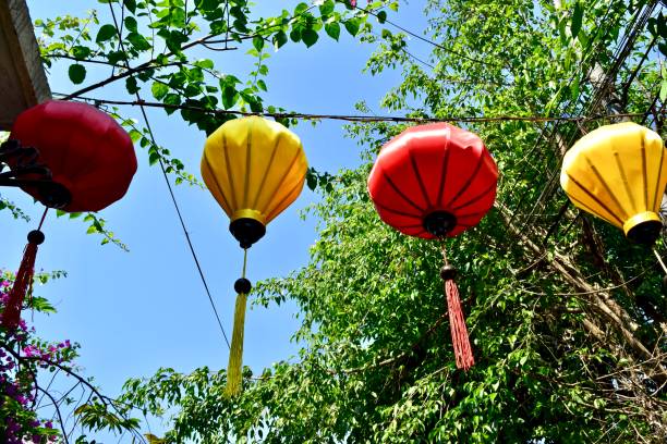 istock Red and yellow lanterns at Hoi An. 1256851558