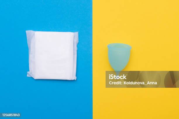 Menstruation Cotton Tampons Sanitary Pads And Menstruation Cup Stock Photo - Download Image Now