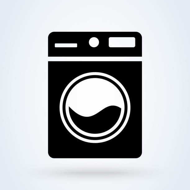 ilustraciones, imágenes clip art, dibujos animados e iconos de stock de icono de la lavadora en estilo de diseño plano. símbolo del electrodoméstico. - clothes washer isolated clothing major