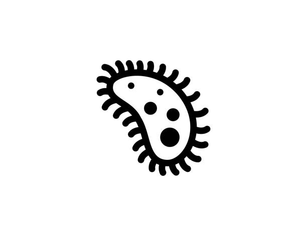 ilustraciones, imágenes clip art, dibujos animados e iconos de stock de icono de microbio. célula, coronavirus, covid-19, germ, microorganismo, virus. símbolo de bacterias aisladas - vector - mrsa infectious disease bacterium science
