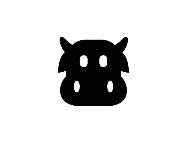 Cow face icon. Isolated cow animal silhouette symbol - Vector Cow face icon. Isolated cow animal silhouette symbol - Vector ayrshire cattle stock illustrations