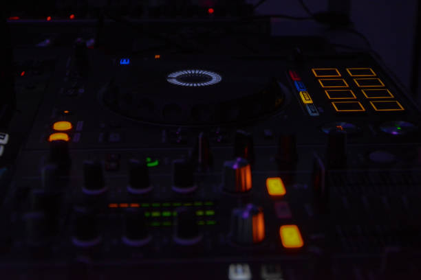 istock Studio mixer in night club close up 1256854319