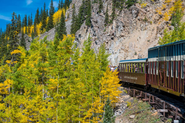 Leadville, Colorado and Southern Train Depot September 24, 2019 - Train of the Leadville, Colorado and Southern Railroad is a tourist railroad based in Leadville, Colorado, United States leadville stock pictures, royalty-free photos & images