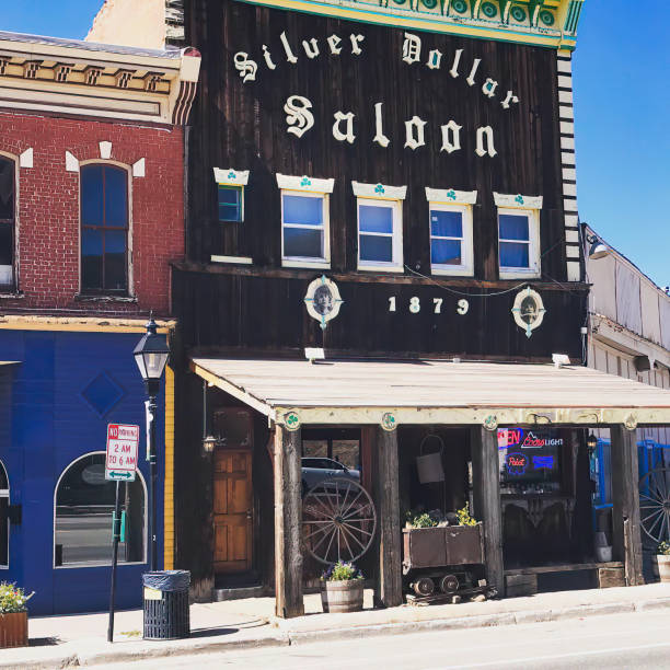 The Silver Dollar Saloon in Leadville, Colorado September 24, 2019 - Exterior view of the legendary Silver Dollar Saloon in Leadville, CO leadville stock pictures, royalty-free photos & images