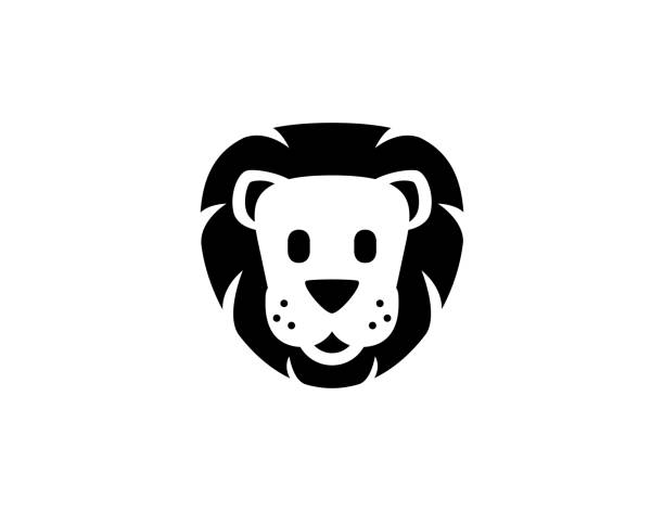 ilustraciones, imágenes clip art, dibujos animados e iconos de stock de icono del león. símbolo de cara de león aislado - vector - cachorro de león