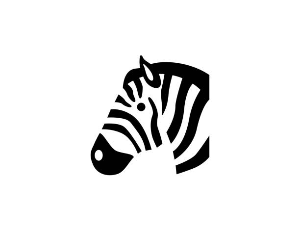 illustrations, cliparts, dessins animés et icônes de icône de zèbre africain sauvage. visage zèbre isolé - vecteur - zebra africa wildlife nature