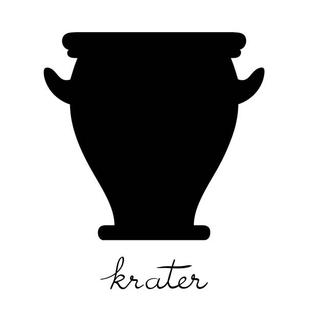 illustrazioni stock, clip art, cartoni animati e icone di tendenza di illustrazione di un cratere, greco antico vaso silhouette isolato su bianco - crateri