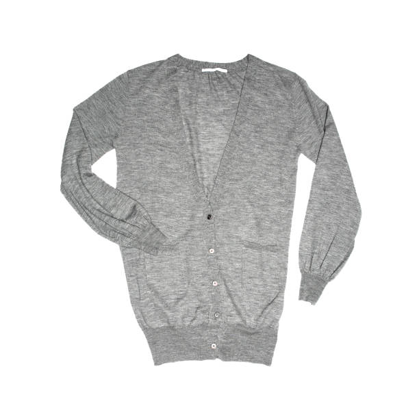 istock Male grey cardigan sweater isolated on white 1256864573