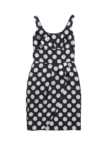 istock Summer dress with polka dots without sleeves 1256865149