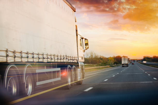 istock Lorry motion Traffic Transport on motorway in motion 1256868948