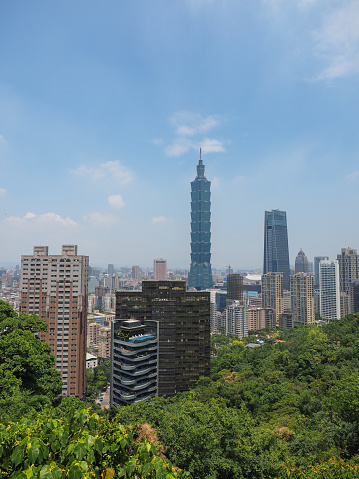 The view of Downtown Taipei, Taiwan from Elephant mountain on a nice day. May 2018